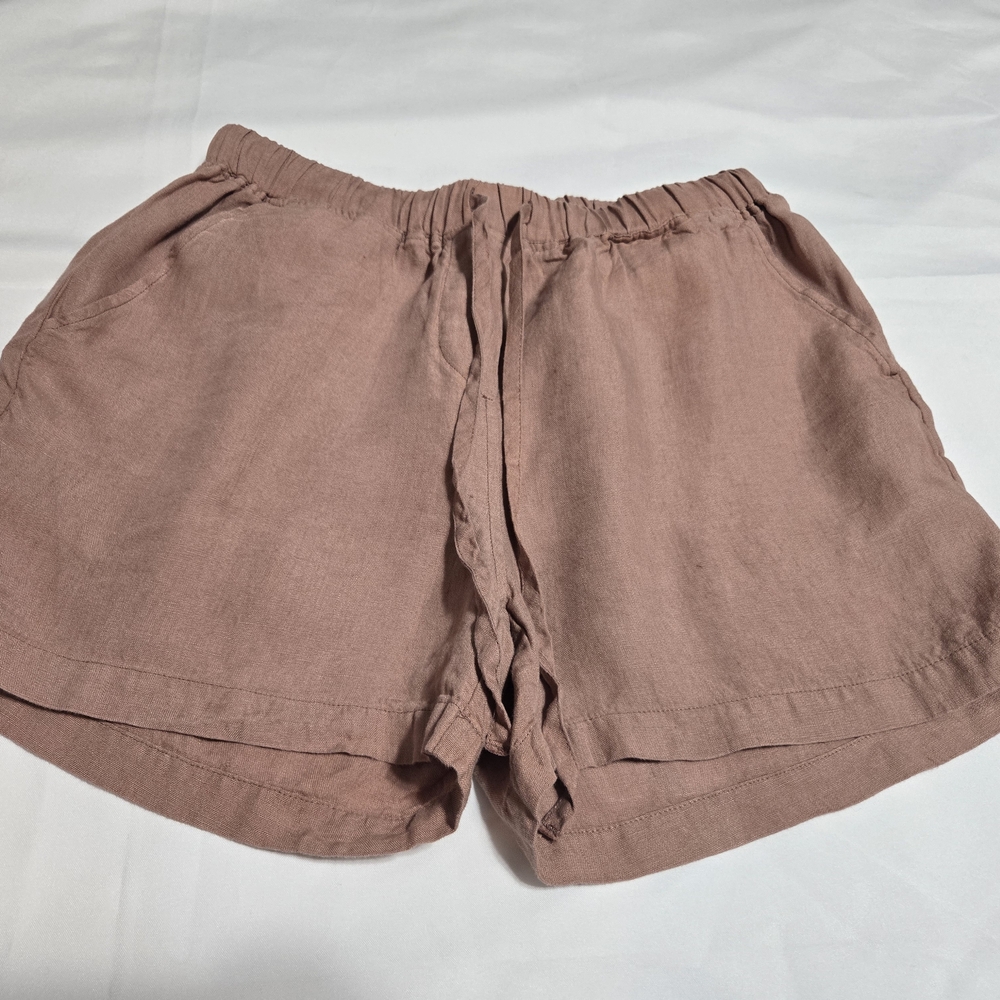 Parachute Women's Dusty Rose 100% Linen Pull-On Shorts